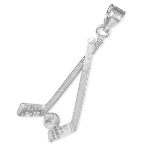 Silver Hockey Sticks Charm Sports Pendant Necklace