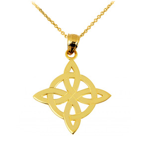 Gold Irish Celtic Trinity Pendant Necklace (Available In Yellow/Rose/White Gold)