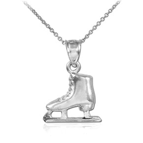White Gold Ice Skate Charm Necklace