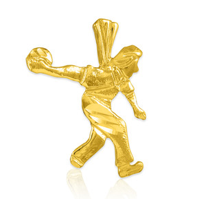 Gold Bowler Charm Sports Pendant