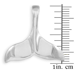 White Gold Dolphin Whale Tail Pendant with measurement