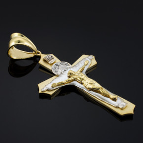 Gold Holy Trinity Crucifix Pendant (Available in Tri-tone, Two-tone and White Gold) Gold Holy Trinity Crucifix Pendant (Available in Tri-tone, Two-tone and White Gold)