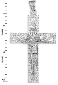 White Gold Crucifix CZ Pendant