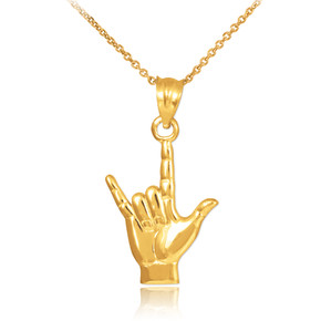 Polished Gold "Hang Loose" Charm Pendant Necklace
