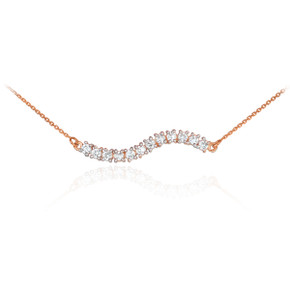 14K Rose Gold Curved CZ Journey Bracelet/Necklace