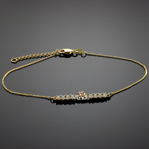Quinceanera Gold CZ Bar Bracelet