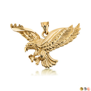 Gold Flying American Eagle Pendant Necklace 