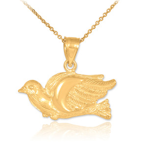 Gold Flying Dove Pendant Necklace (Available in Yellow, Rose and White Gold)