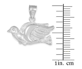 White Gold Flying Peace Dove Pendant