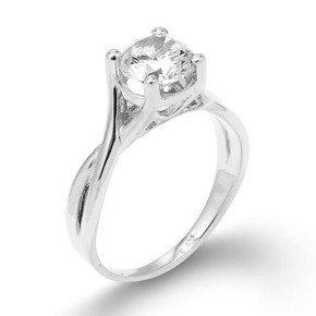 Silver Infinity Band CZ Solitaire Engagement Ring