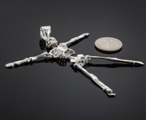 Silver 3D Skeleton Dangle Pendant