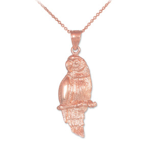 Gold Parrot Pendant Necklace (Available in Yellow/Rose/White Gold) Gold Parrot Pendant Necklace (Available in Yellow/Rose/White Gold)