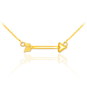 14k Gold Sideways Arrow Necklace(Available in Yellow/Rose/White Gold)