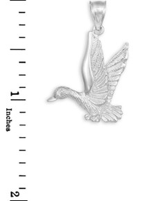 White Gold Flying Duck Pendant with measurement