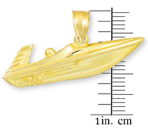 Polished Gold Speed Boat Pendant Necklace