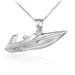 925 Sterling Silver Speed Boat Pendant Necklace