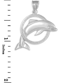 Sterling Silver Hoop Jumping Dolphin Pendant