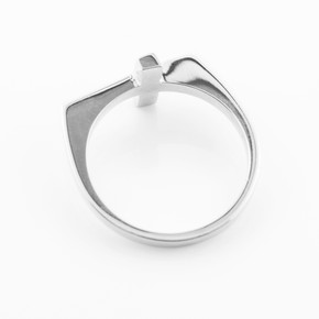 Solid Sterling Silver Flat Top Sideways Cross Ring