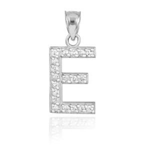 White Gold Letter "E" Initial Diamond Monogram Pendant