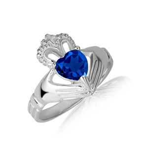 Silver Claddagh Ladies Ring with Sapphire Silver Claddagh Ladies Ring with Sapphire