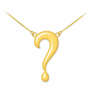 14K Polished Gold Question Mark Necklace