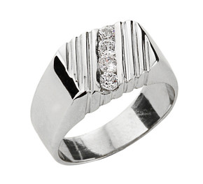 White Gold Men's Diamond Channel Ring