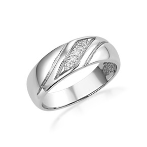 .925 Sterling Silver Diamond Wedding Band Men's Ring