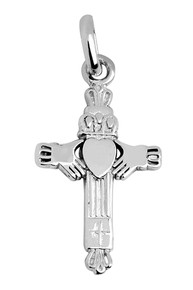 Silver Irish Claddagh Cross Pendant