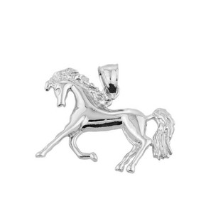 .925 Sterling Silver Running Horse Charm Pendant