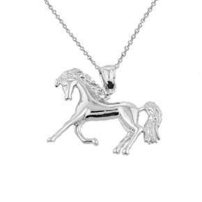 .925 Sterling Silver Running Horse Charm Pendant