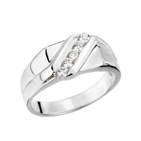 White Gold Channel Set Men's Diamond Ring