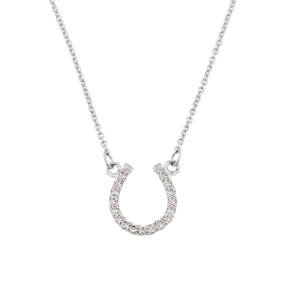 14K White Gold Diamond Studded Horseshoe Necklace