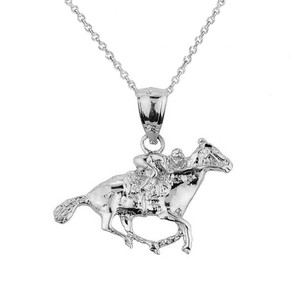 Sterling Silver Polo Horse and Rider Sports Charm Pendant