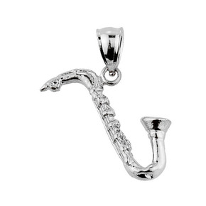 Sterling Silver Saxophone Pendant Necklace