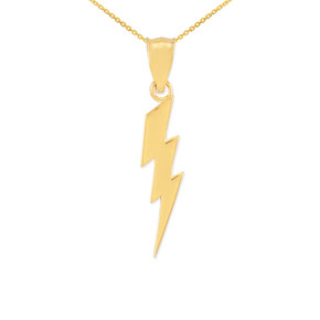 Yellow Gold Thunderbolt Charm Pendant Necklace