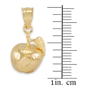 Gold Apple Charm Pendant Necklace (Available in Yellow, White and Rose)