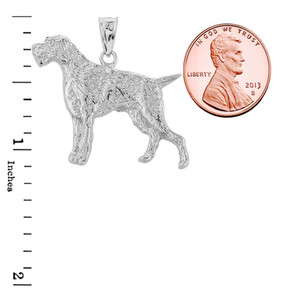 Solid White Gold German Pointer Pendant