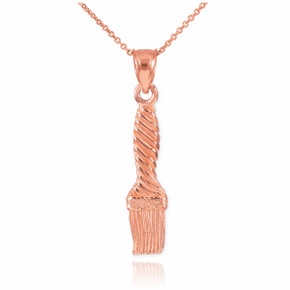 Rose Gold Paintbrush Pendant Necklace