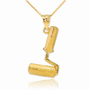 Gold Paint Roller Pendant Necklace