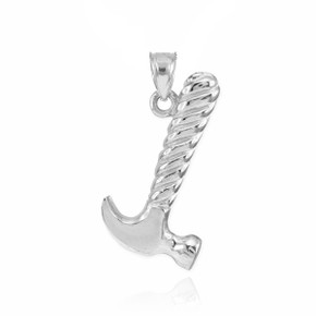 White Gold Hammer Pendant Necklace