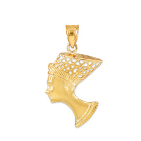 Gold Queen Nefertiti Filigree Pendant Necklace