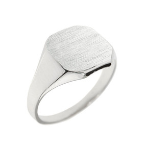 Solid Gold Cut Corners Engravable Men's Signet Ring(Available in Yellow/White Gold)