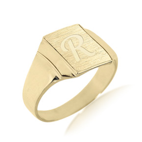Gold Engravable Men's Signet Ring (Available in Yellow/Rose/White Gold)