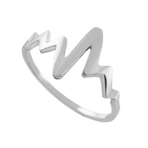 Sterling Silver Dainty Heartbeat Ring