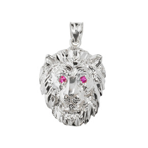 Sterling Silver Diamond Cut Lion Head Charm Pendant Necklace