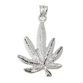 Sterling Silver  Marijuana Charm Pendant