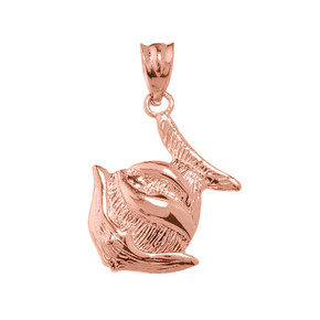 Rose Gold Clown Fish Charm Pendant Necklace