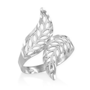 White Gold Diamond Cut Filigree Ring