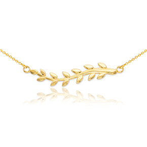 14K Gold Olive Branch Necklace