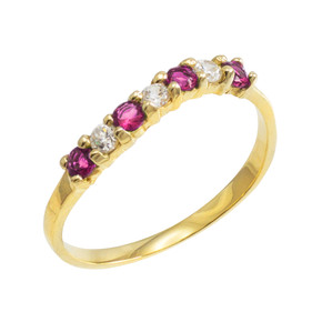 Gold Wavy Stackable CZ Alexandrite Ring